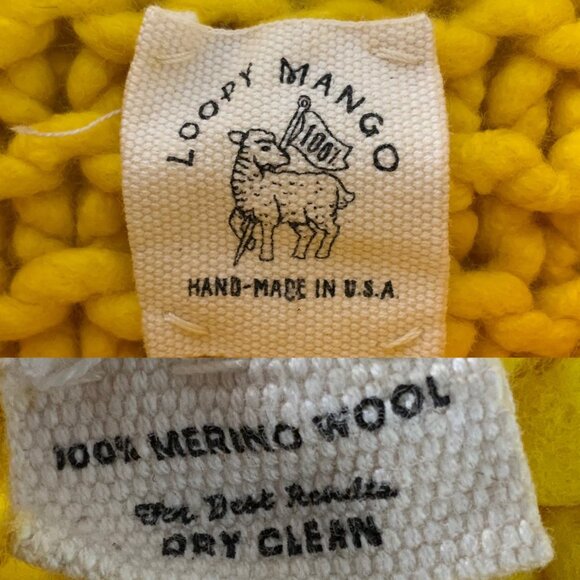 Loopy Mango Handmade Urban Fisherman Sweater S/M Sunshine Yellow Merino Wool - Picture 7 of 16